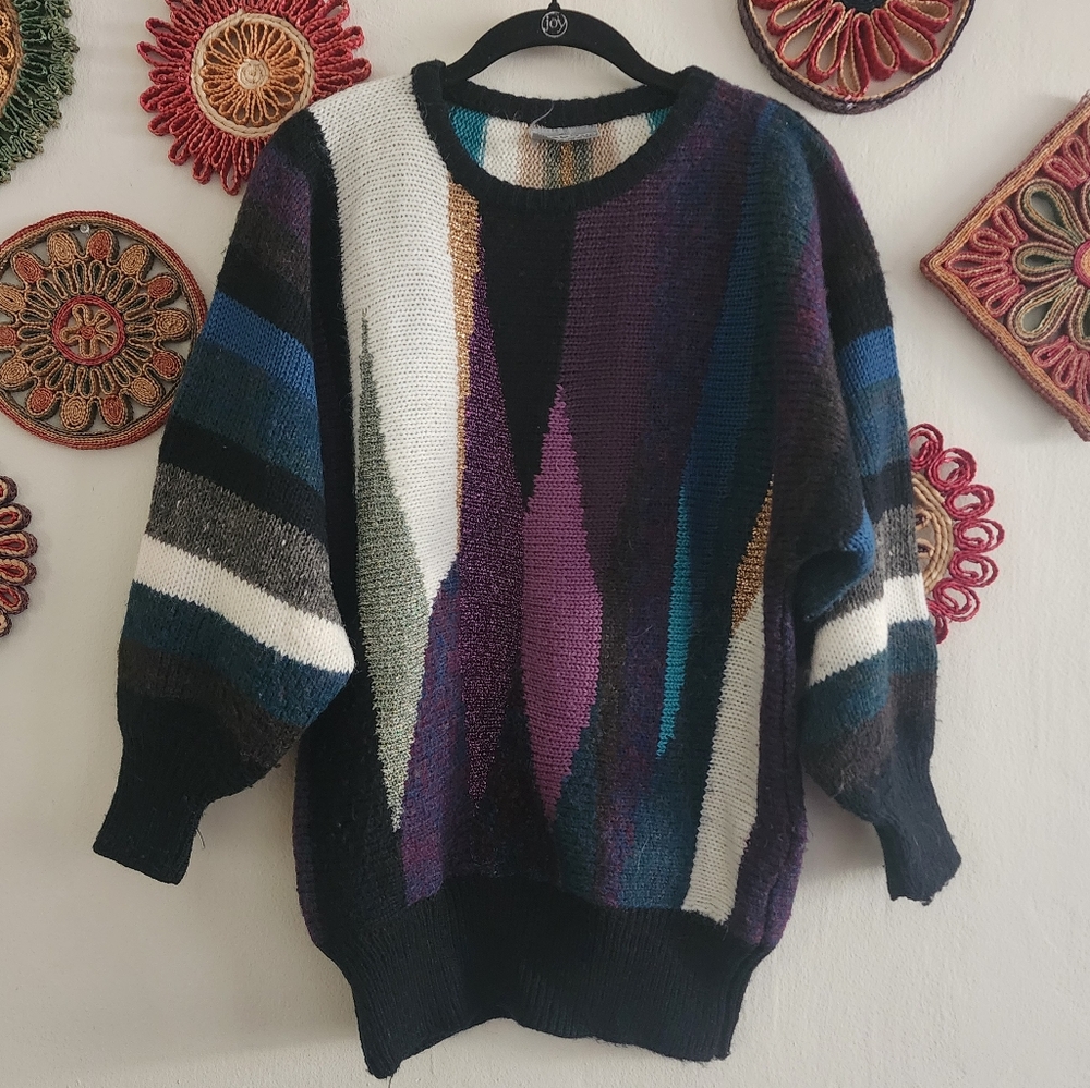 Vintage Maggie Geometric Purple Knit Sweater